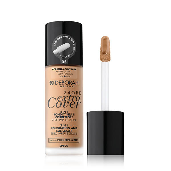Deborah 24ore Extra Cover 2u1 tekući puder SPF20 05 amber